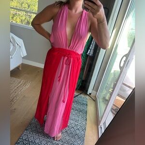 Vibrant Pink and Red Women's Swim Coverup